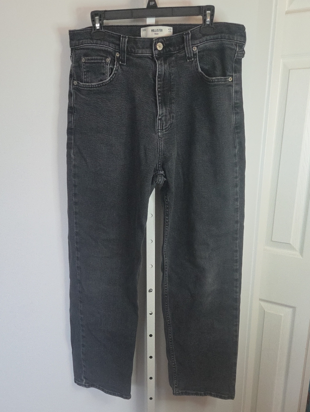 Hollister Faded Black Baggy Jeans Mens W33 Skater Y2K Wide Leg Denim Pants